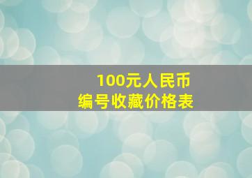 100元人民币编号收藏价格表