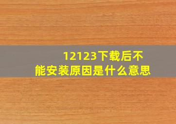 12123下载后不能安装原因是什么意思