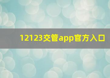 12123交管app官方入口