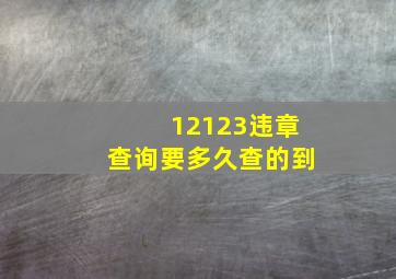 12123违章查询要多久查的到