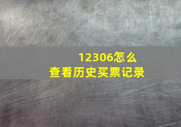 12306怎么查看历史买票记录