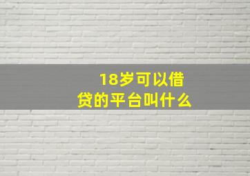 18岁可以借贷的平台叫什么