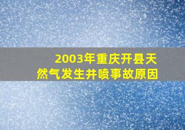 2003年重庆开县天然气发生井喷事故原因