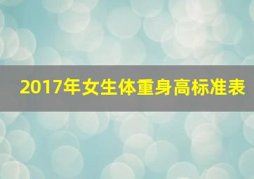 2017年女生体重身高标准表