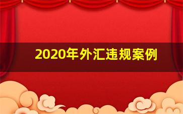 2020年外汇违规案例