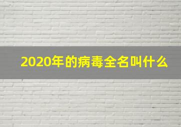 2020年的病毒全名叫什么