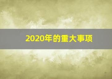 2020年的重大事项