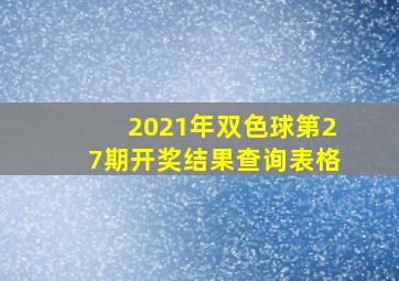 2021年双色球第27期开奖结果查询表格