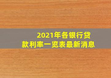 2021年各银行贷款利率一览表最新消息