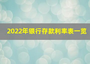 2022年银行存款利率表一览