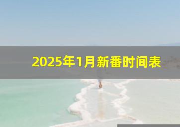 2025年1月新番时间表