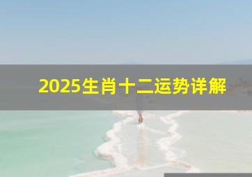 2025生肖十二运势详解