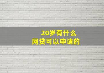 20岁有什么网贷可以申请的