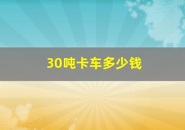 30吨卡车多少钱