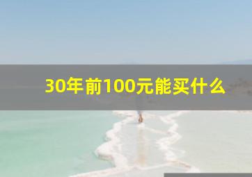 30年前100元能买什么