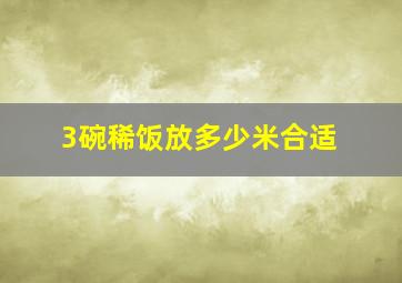 3碗稀饭放多少米合适