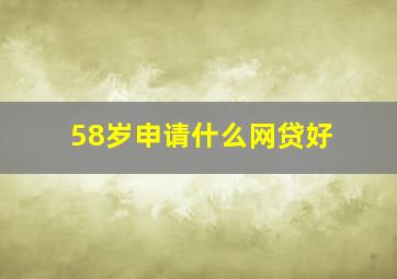 58岁申请什么网贷好