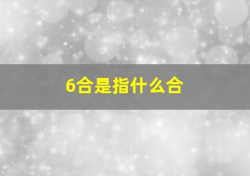 6合是指什么合