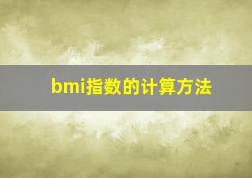 bmi指数的计算方法