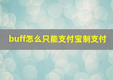 buff怎么只能支付宝制支付