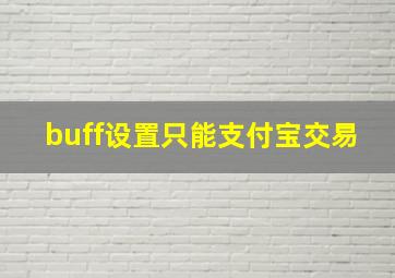 buff设置只能支付宝交易