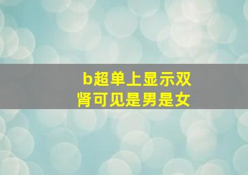 b超单上显示双肾可见是男是女