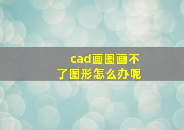 cad画图画不了图形怎么办呢