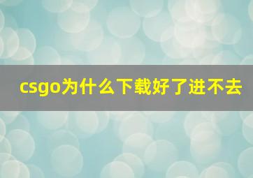 csgo为什么下载好了进不去