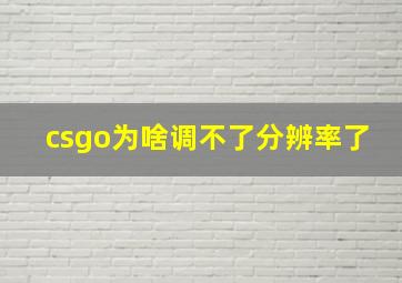 csgo为啥调不了分辨率了