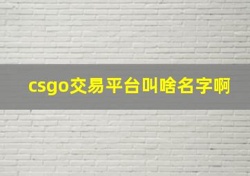 csgo交易平台叫啥名字啊