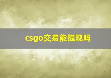 csgo交易能提现吗