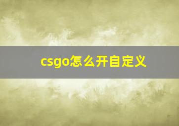 csgo怎么开自定义