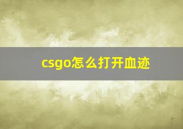 csgo怎么打开血迹