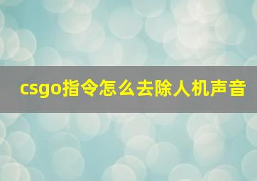 csgo指令怎么去除人机声音