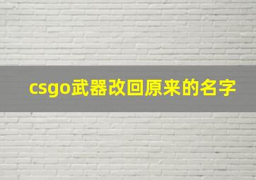 csgo武器改回原来的名字