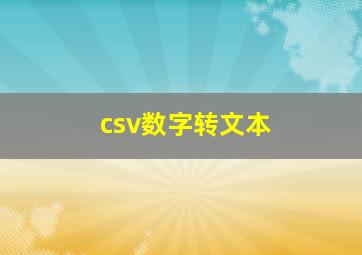 csv数字转文本