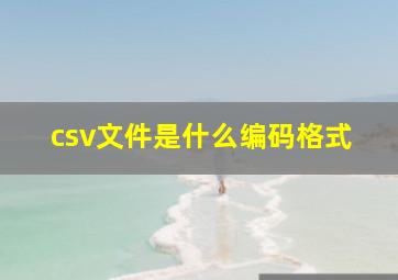 csv文件是什么编码格式