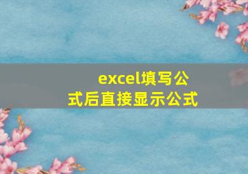 excel填写公式后直接显示公式