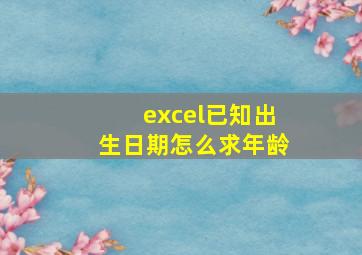 excel已知出生日期怎么求年龄