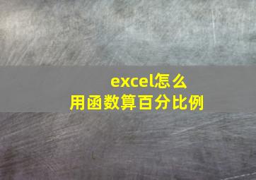 excel怎么用函数算百分比例