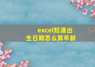 excel知道出生日期怎么算年龄