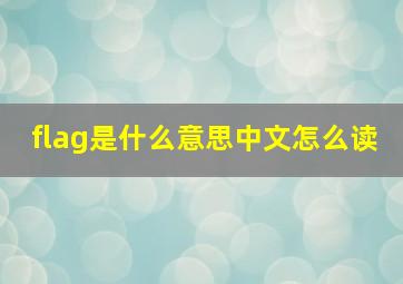 flag是什么意思中文怎么读