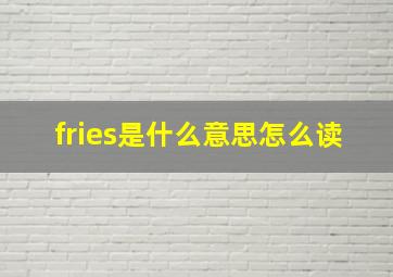 fries是什么意思怎么读