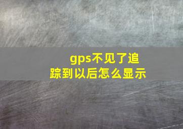 gps不见了追踪到以后怎么显示