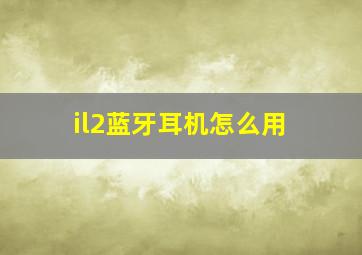 il2蓝牙耳机怎么用