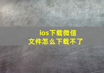 ios下载微信文件怎么下载不了