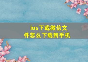 ios下载微信文件怎么下载到手机