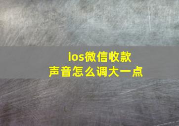 ios微信收款声音怎么调大一点