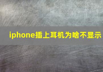 iphone插上耳机为啥不显示