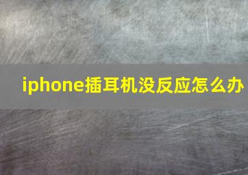 iphone插耳机没反应怎么办